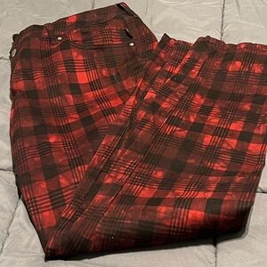 Tripp over dyed retro plaid thinner material with some spandex
